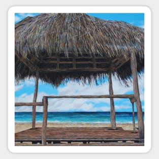 Mozambique Tropical Hut Beach Painting Sticker